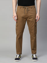 Genips Men's Brown  Cotton Stretch Bahamas Cargo Fit Solid Cargo